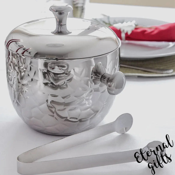Rico Ice Bucket with tongs (Hammered) by Edzard