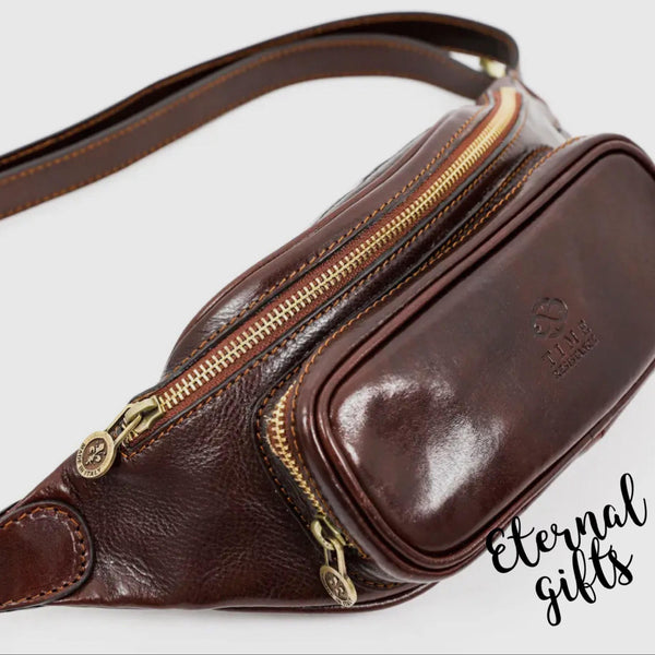 Leather Bum Bag - Independent People - Brown by Time Resistance
