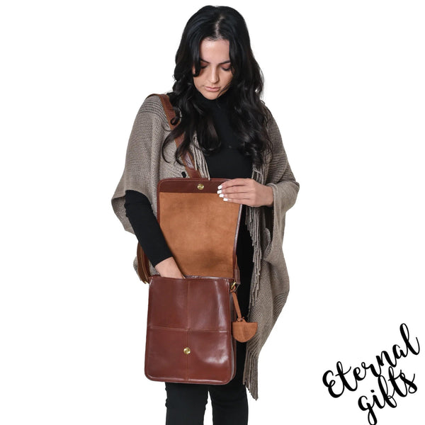 Luxury Irish Soft Leather Messenger Bag in Tan -Tinnakeenly Leather