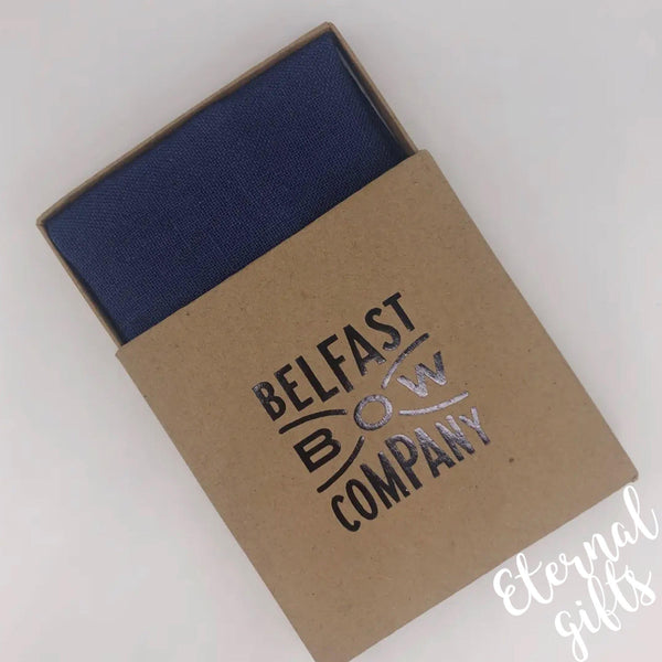 Irish Linen Pocket Square in Navy Blue Belfast Bow Company