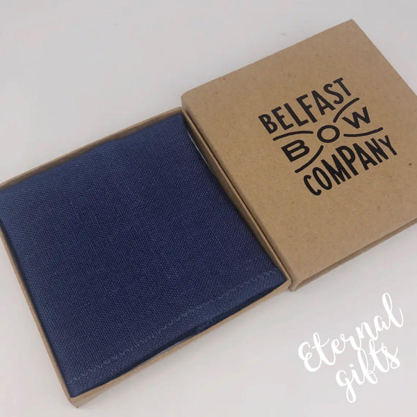 Irish Linen Pocket Square in Navy Blue Belfast Bow Company