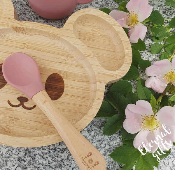 Kids Bamboo Tableware Mouse Dusty Rose By Summerville Organics