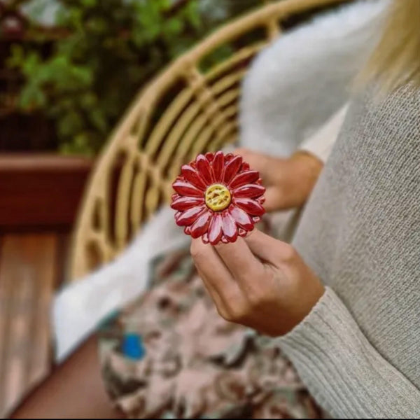 Red Gerbera Daisy Ceramic Flower diameter approx. 5 cm | 39 cm stem red