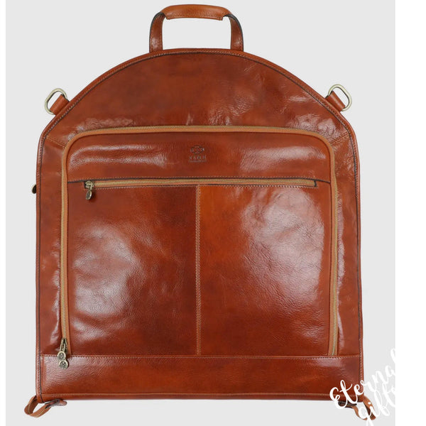 Italian Leather Suit/ Garment Carrier in Cognac