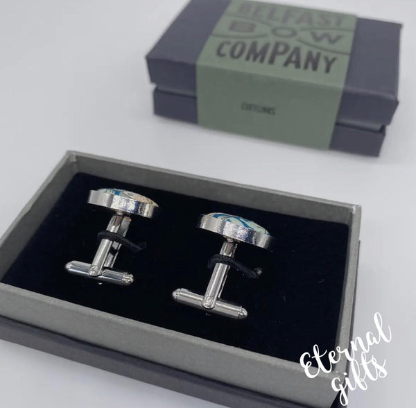 Liberty of London Cufflinks in Green Strawberry Thief Belfast Bow Company