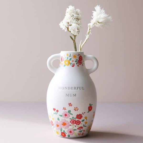 Ceramic Wonderful Mum Floral Vase, H15.5cm