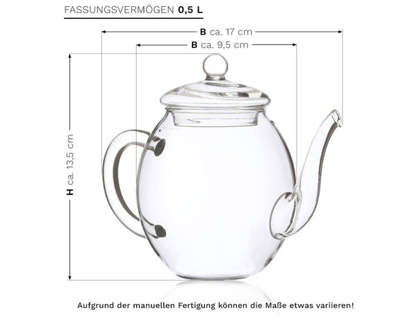 Creano glass teapot with lid for 500 ml tea