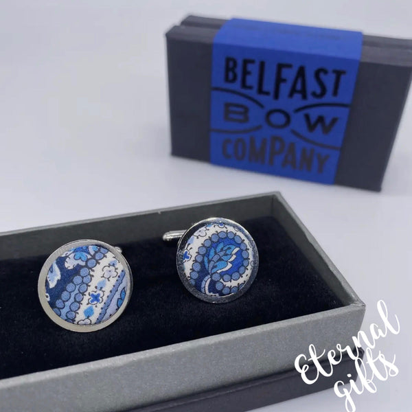 Liberty of London Cufflinks in Navy Paisley Belfast Bow Company