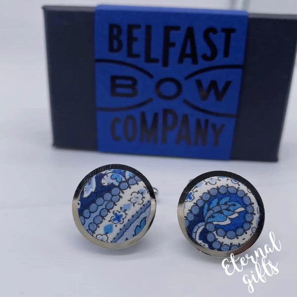 Liberty of London Cufflinks in Navy Paisley Belfast Bow Company
