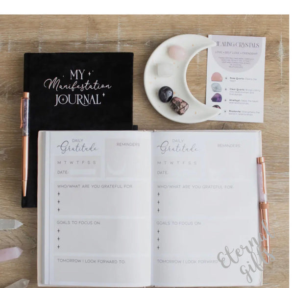Manifestation Journal Notebook with Amethyst Pen By Something Different
