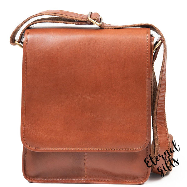 Luxury Irish Soft Leather Messenger Bag in Tan -Tinnakeenly Leather