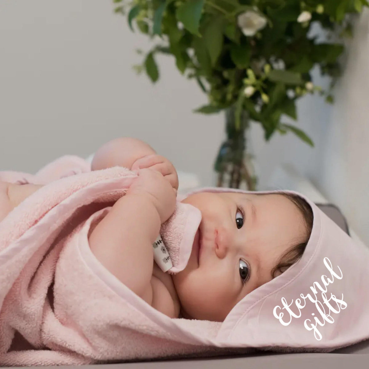 Organic Hooded Baby Towel Pink by Summerville Organics Eternal Elphin