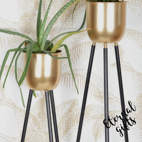 Plant Stand with Golden Vase By Alucia