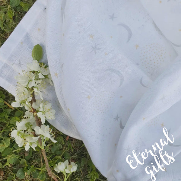 Organic Muslin 2-pack Star-Moon Yellow by Summerville Organics