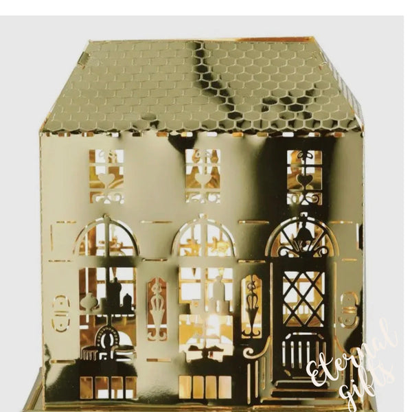 Tealight Lantern House Gold by Jette Frollich (Tray Sold Seperately)