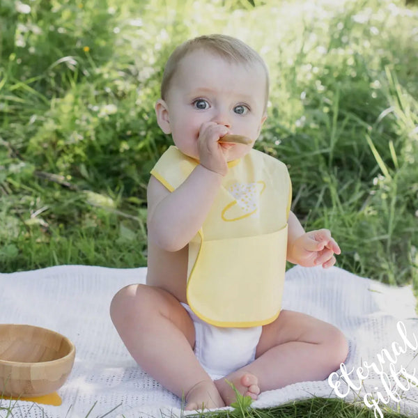 Organic Baby Bib Yellow Planet