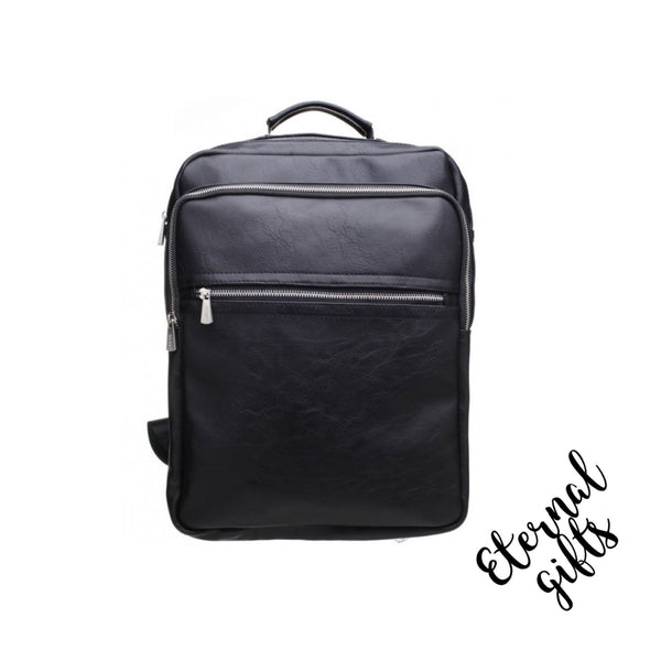 Classic Large Front Zip Backpack in Black - Bobby Black
