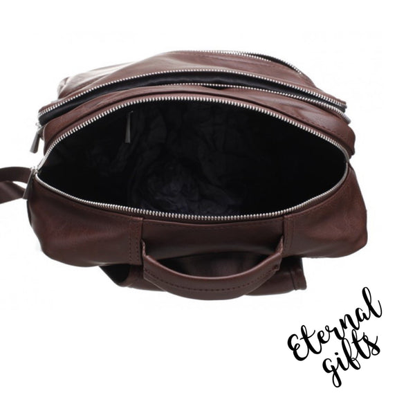 Classic front Zip Backpack in Brown - Bobby Black