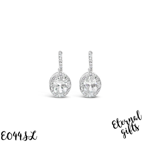 Drop Silver Diamond Earring E044SL- Absolute Jewellery