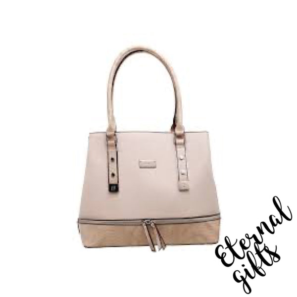 Croc Print Zip Feature Tote Bag in Beige