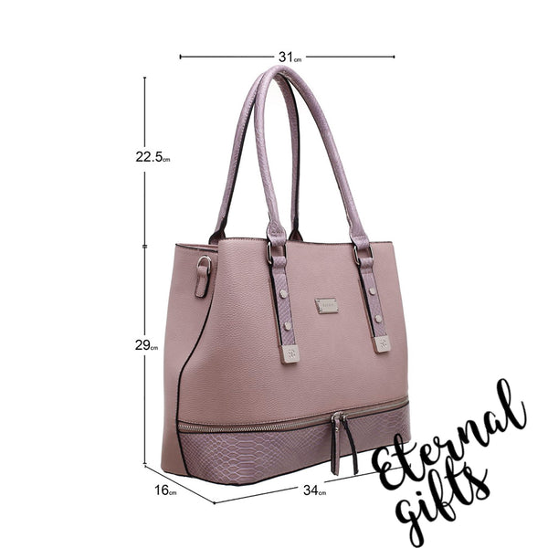 Croc Print Zip Feature Tote Bag in Beige