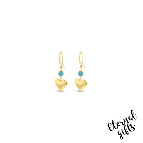 Drop Gold Heart Turquoise Earrings By Absolute Jewellery E2195TQ
