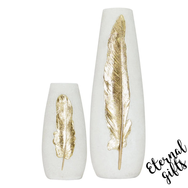 Gold Leaf Feather Vase Large - Mindy Brownes Interiors