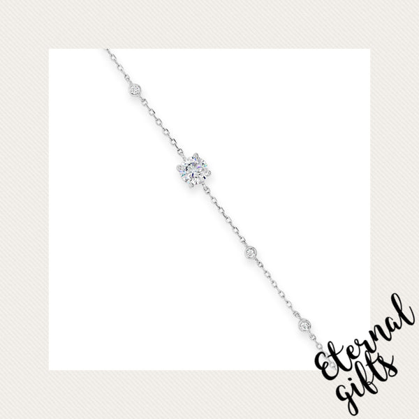 Sterling Silver Drop Diamond Earrings (SE126SL)- Absolute Jewellery