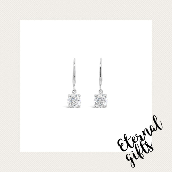 Sterling Silver Drop Diamond Earrings (SE126SL)- Absolute Jewellery