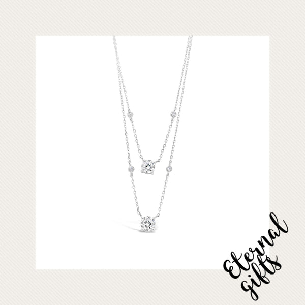 Sterling Silver Layered Diamond Necklace (SN114SL)- Absolute Jewellery