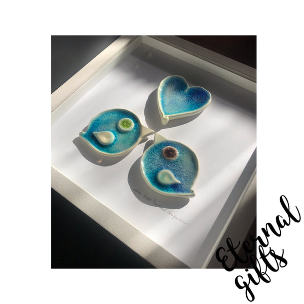 Love Birds Ceramic Framed Wall Art- The Mood Design Studio