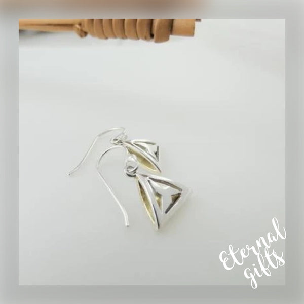 Imbolc Triangle Earrings, Sterling Silver Geometric Earrings by Banshee Silver