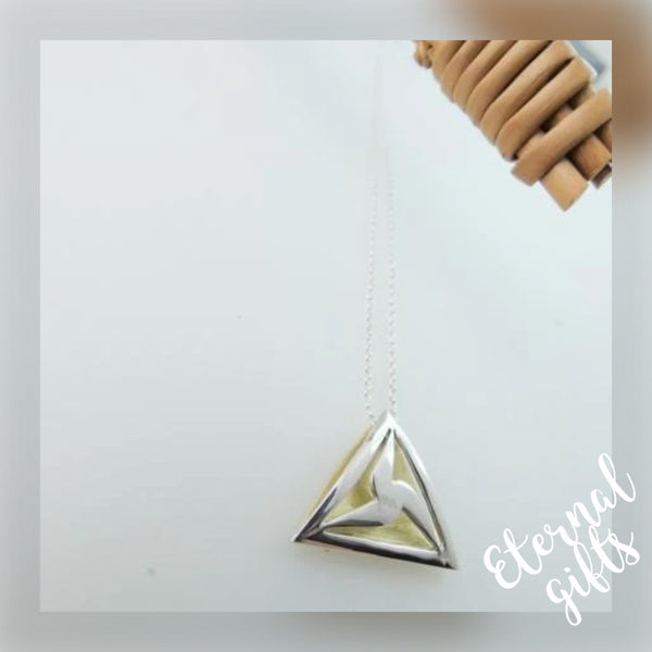 Imbolc Triangle Pendant, Sterling Silver Geometric Pendant, Mixed Metals Design by Banshee Silver