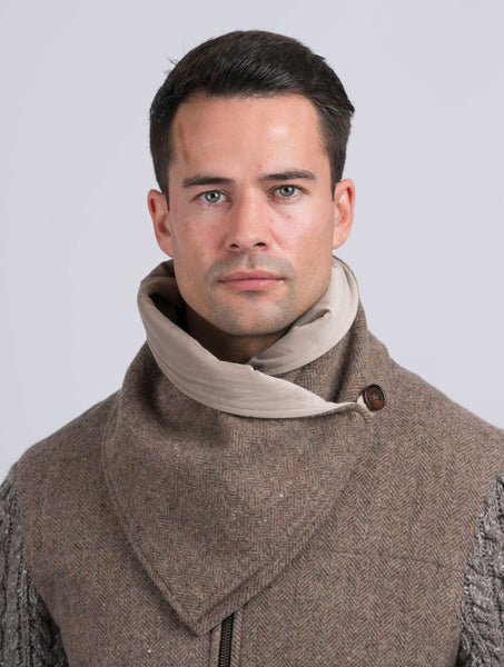 Fawn Tweed Snood with Reversible Beige Velvet Snood by Celtic Tweed