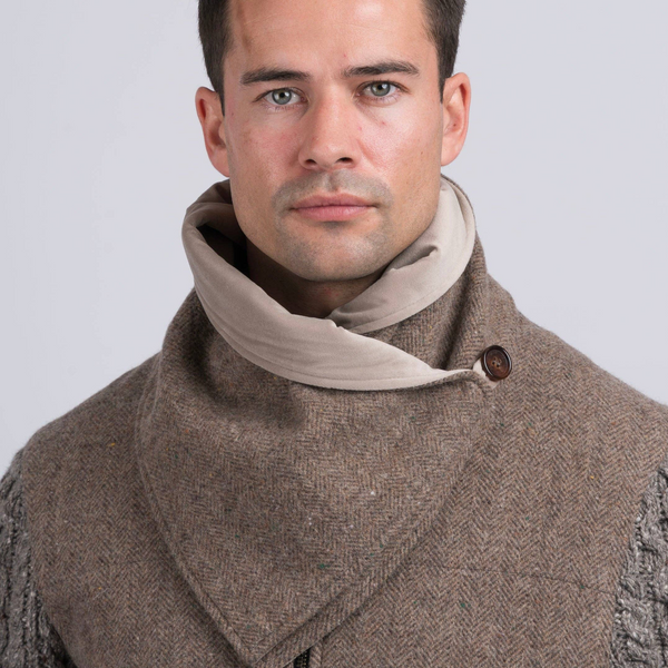 Fawn Tweed Snood with Reversible Beige Velvet Snood by Celtic Tweed