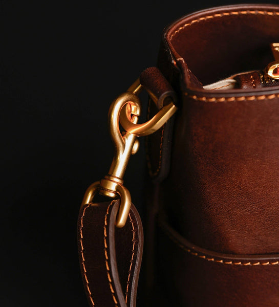 Womens Leather Handbag Shoulder Bag in Cognac - Camilla by Time Resistance