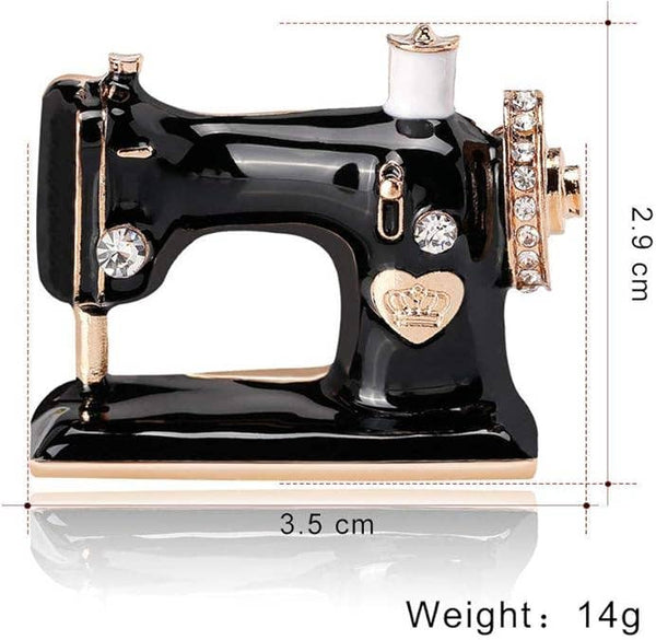 Vintage Styled Sewing Machine Brooch – Black & Gold