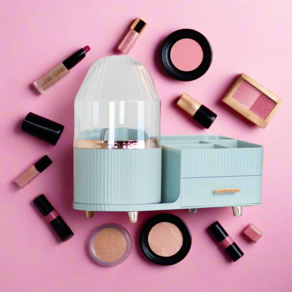 Rotating Cosmetics Organiser in Duck Egg Blue