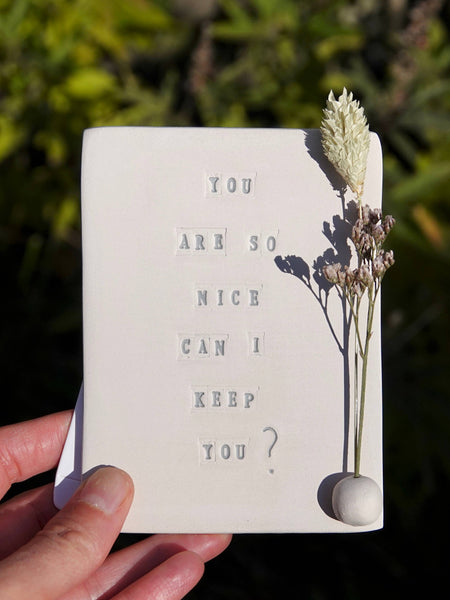 Ceramic card “Keep you” by Poca Ceramics