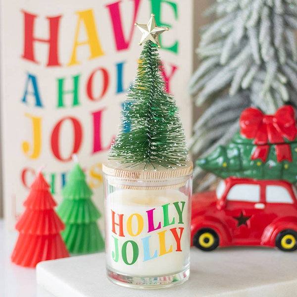 Holly Jolly Pine & Fir Christmas Candle with Tree
