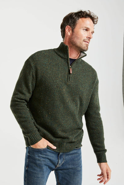 Belleek Troyer Mens Sweater Aran Woolen Mills  -Green Large