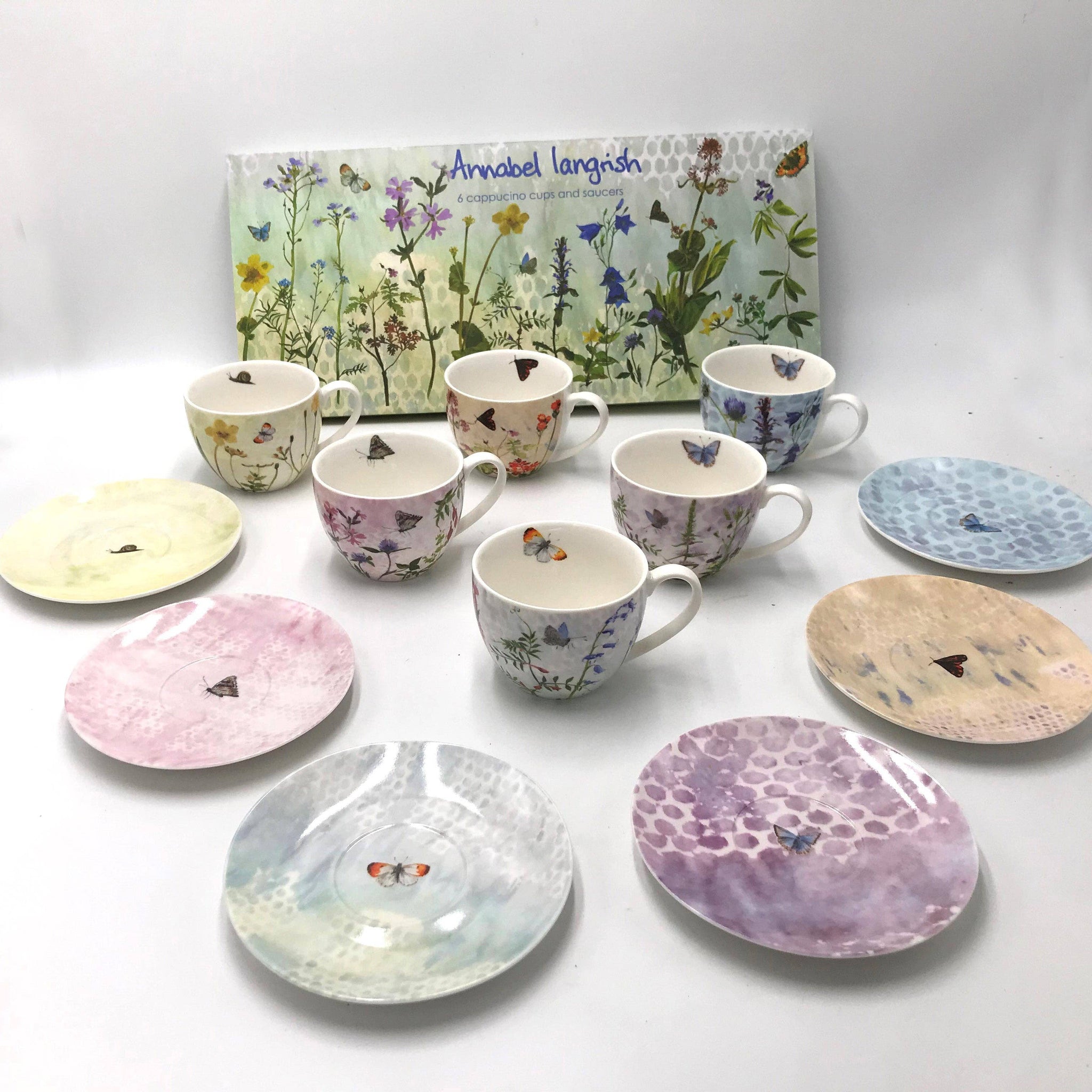 Wildflower 'Cappuccino' 6 Cup and Saucer Set