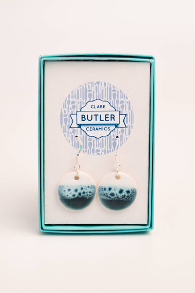 Seaside Green/White (Medium round drop) by Clare Butler