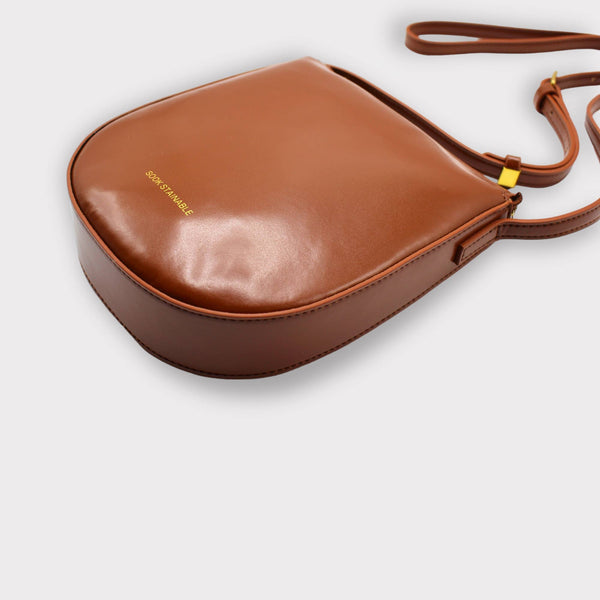 Eva - Apple Skin Sustainable Leather Strap Crossbody Bag Brown