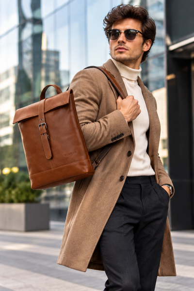 Leather Backpack in Tan by Zerimar 1942