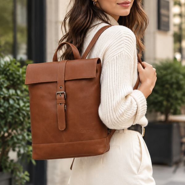 Leather Backpack in Tan by Zerimar 1942
