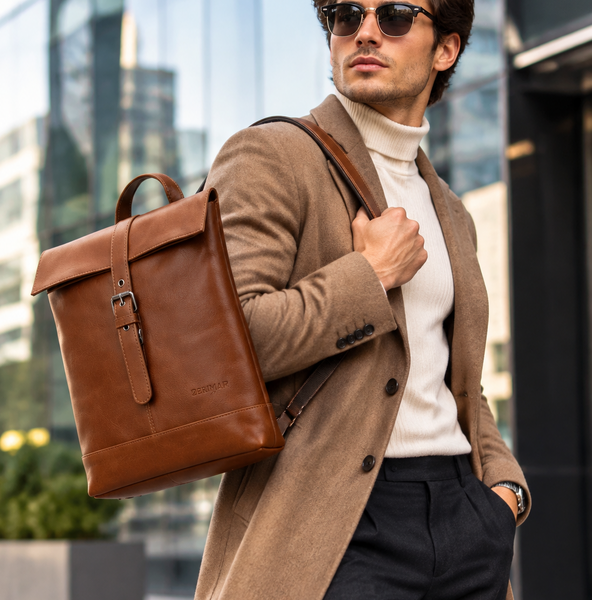 Leather Backpack in Tan by Zerimar 1942