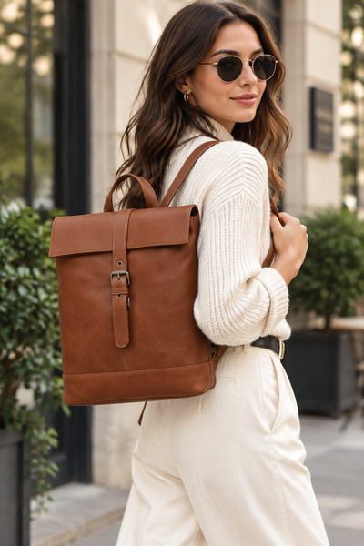 Leather Backpack in Tan by Zerimar 1942