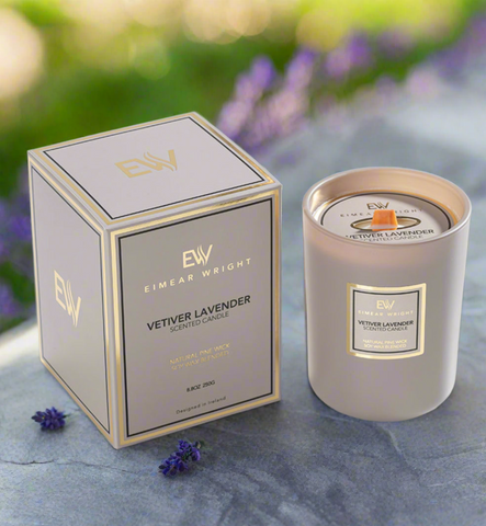 VETIVER LAVENDER SCENTED CANDLE 8.8 oz 250g by Eimear Wright Candles 50 hour burn time