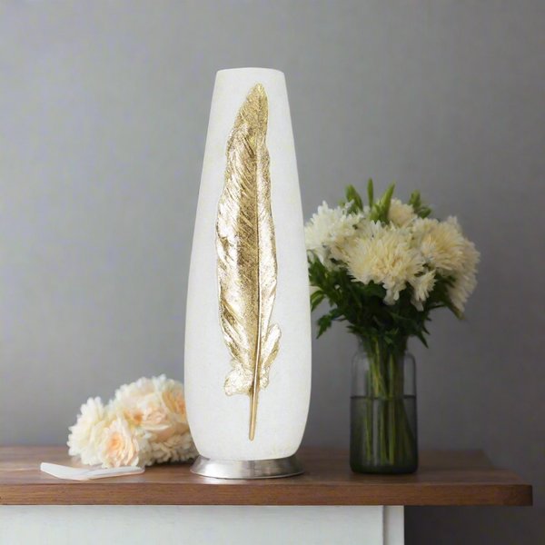 Gold Leaf Feather Vase Large - Mindy Brownes Interiors